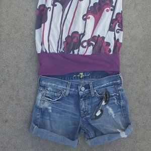 7 For All Mankind  Dojo Beaten Havana Short Jeans-ffs Size 25